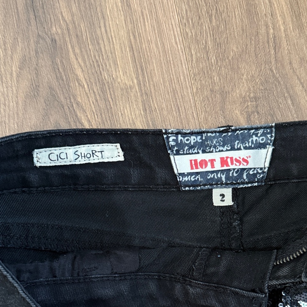 Hot Kiss Black Sequin Jean Shorts - Picture 2 of 5
